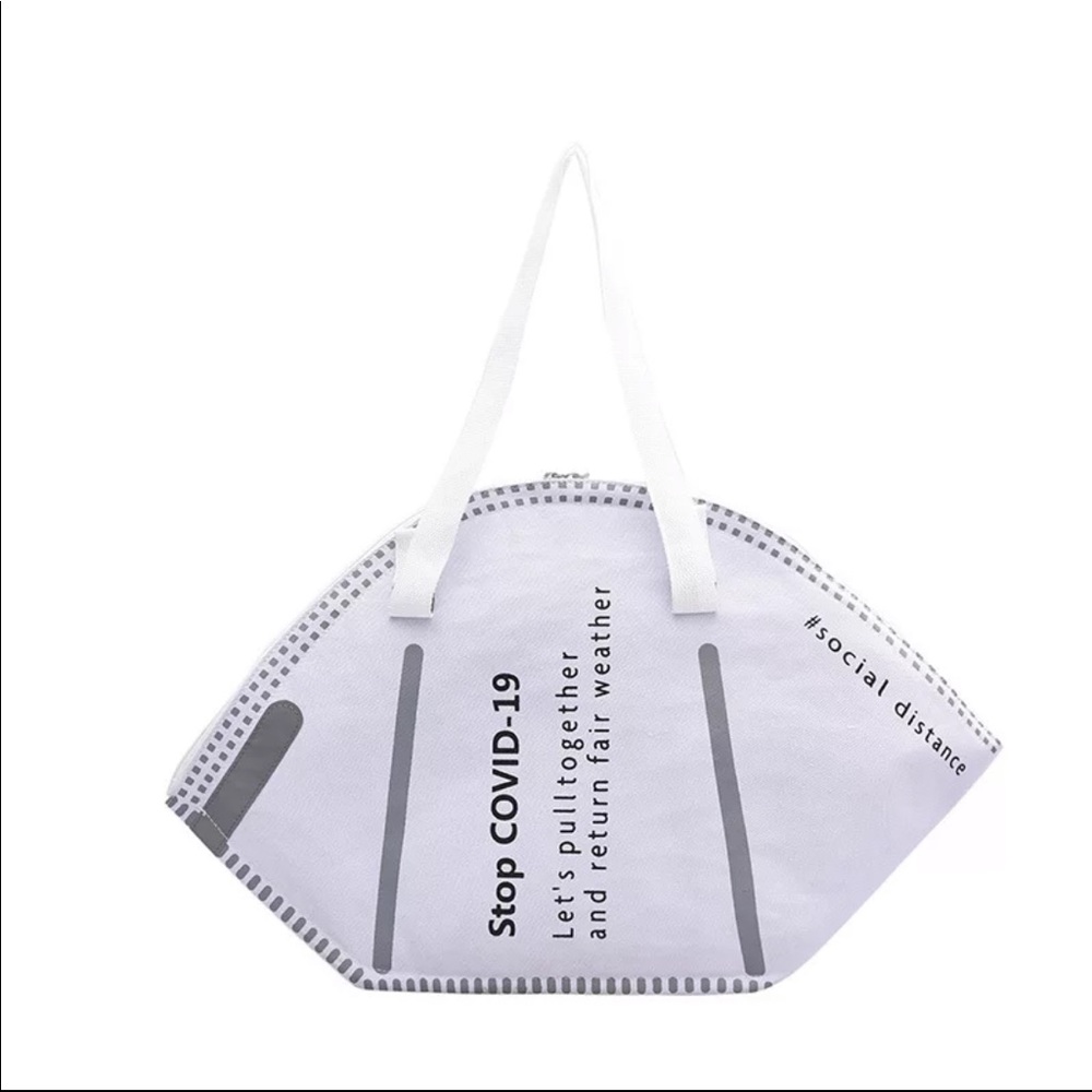White tote covid 19 face mask